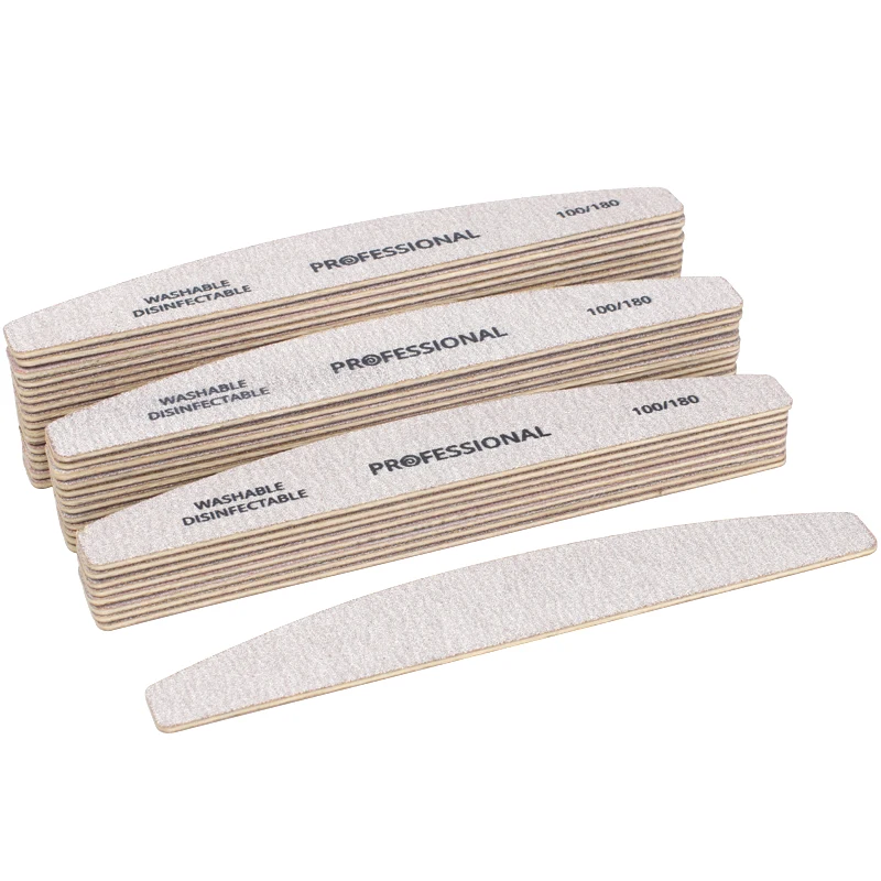 Ferramenta de Cuidados com as Unhas Lixa de Madeira para Manicure Profissional de Madeira Tampão de Manicure Barco de Madeira Lote 180 Dupla Face 50 Pçs - 100 4 Lixas e polidores de unha