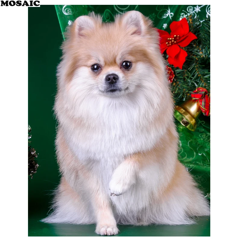 

5D Diamond Embroidery Christmas Dogs Spitz Christmas tree Animals Diamond Mosaic Needlework Diamond painting Home Decor