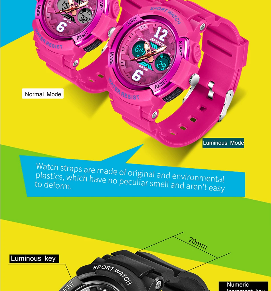 Бренд SANDA Новая Мода цифровые детские часы студенческие спортивные часы для мальчиков и девочек светодиоидные часы детские электронные