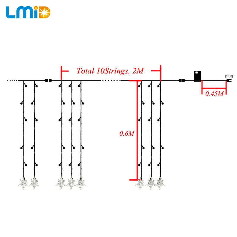 LMID LED Crutain String Luces de Navidad al aire libre noche Hada luz vacaciones fiesta decoración luminarias Garland Luces LED Navidad LMID LED Crutain String Luces de Navidad al aire libre noche Hada luz vacaciones fiesta decoración luminarias Garland Luces LED Navidad