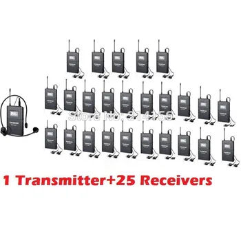 

Takstar WTG-500/WTG 500 UHF PLL Wireless Acoustic Transmission System 1 Transmitter+25 Receivers+1 Headworn MIC+25 Earphone