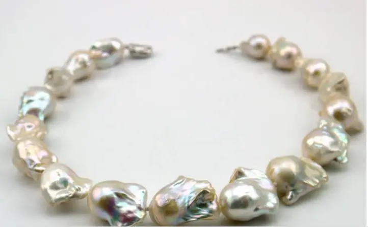 

DD Wholesale FREE SHIPPING >>> gorgeous hunatural 25-28mm south sea baroque white pearl necklace 17.5