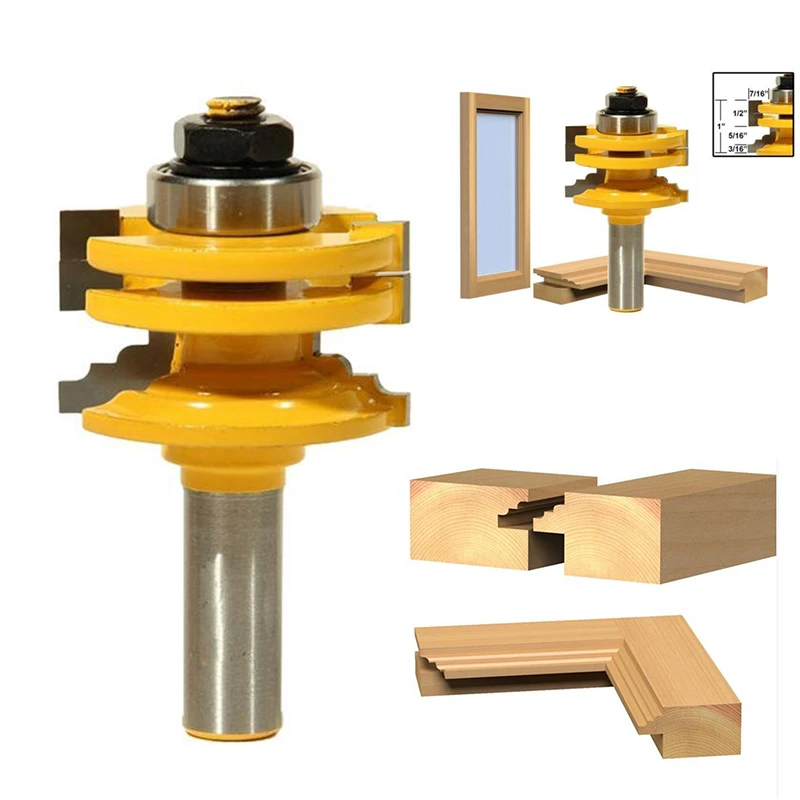 1pc 8mm/12.7mm 1/2 inch Shank Glass Door Rail & Stile Reversible Router Bits Woodworking Cutting Tool Mayitr Power Tool