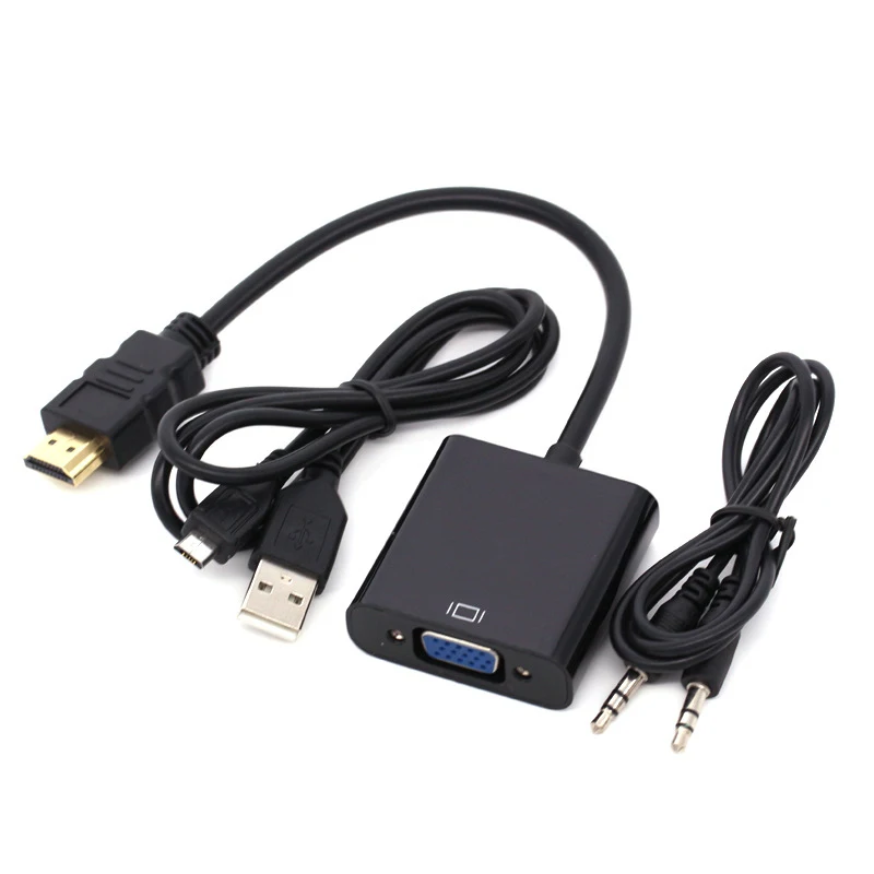 Convertidor de adaptador de vídeo HDMI a VGA Active DAC, 25CM, con Audio de 3,5mm y alimentación USB para Raspberry Pi/portátil/Ultrabook 1080p|to vga| vga - vgavga video