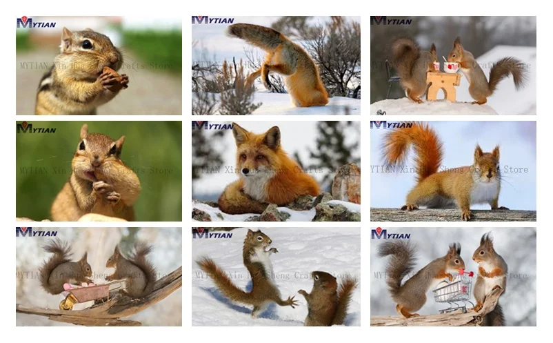 S18080206 MYTIAN 5D DIY Diamond Painting Winter Squirrel&Wolf Cross Stitch Animals Diamond Embroidery Full Square Rhinestones Home Decor