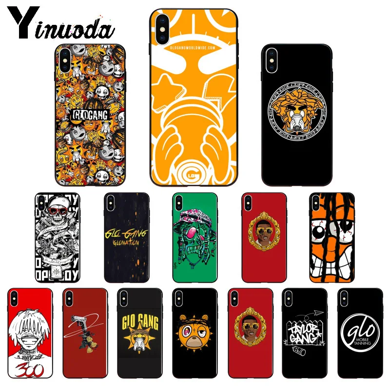 Yinuoda Glo Gang TPU черный чехол для телефона Apple iPhone 8 7 6 6S Plus X XS MAX 5 5S SE XR Чехлы мобильных