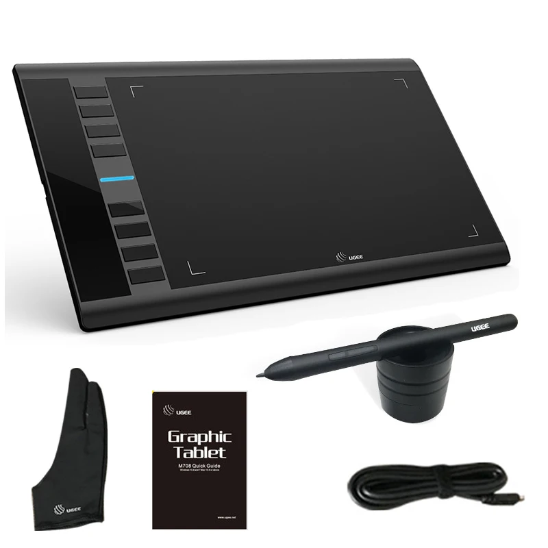 Koop Ugee M708 V2 Digitale Grafische Tablet Voor Tekening 10X6 Inch Schilderij Pad 8192 Niveau Grafische Tablet Met Batterij  Gratis Pen