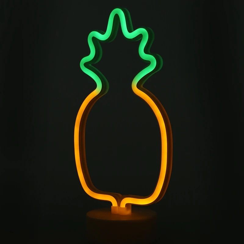 Неоновые вывески в виде ананаса, светодиодный неоновый светильник с держателем, вечерние аксессуары для девочек, украшение комнаты, аксессуары для лета