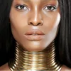 MANILAI – collier ras du cou Vintage pour femmes, couleur or, en cuir, Maxi bijoux africains, ras du cou réglables, grand ► Photo 1/6