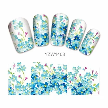 WUF 1 Sheet Blooming Flower Nail Art Water Decals Transfer Sticker Nails Tools For Nails 1408