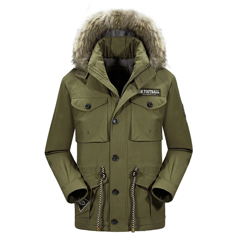 

Fur collar military parka men high quality thicken fleece men Winter jacket camperas hombre invierno 2018 men parka hombre