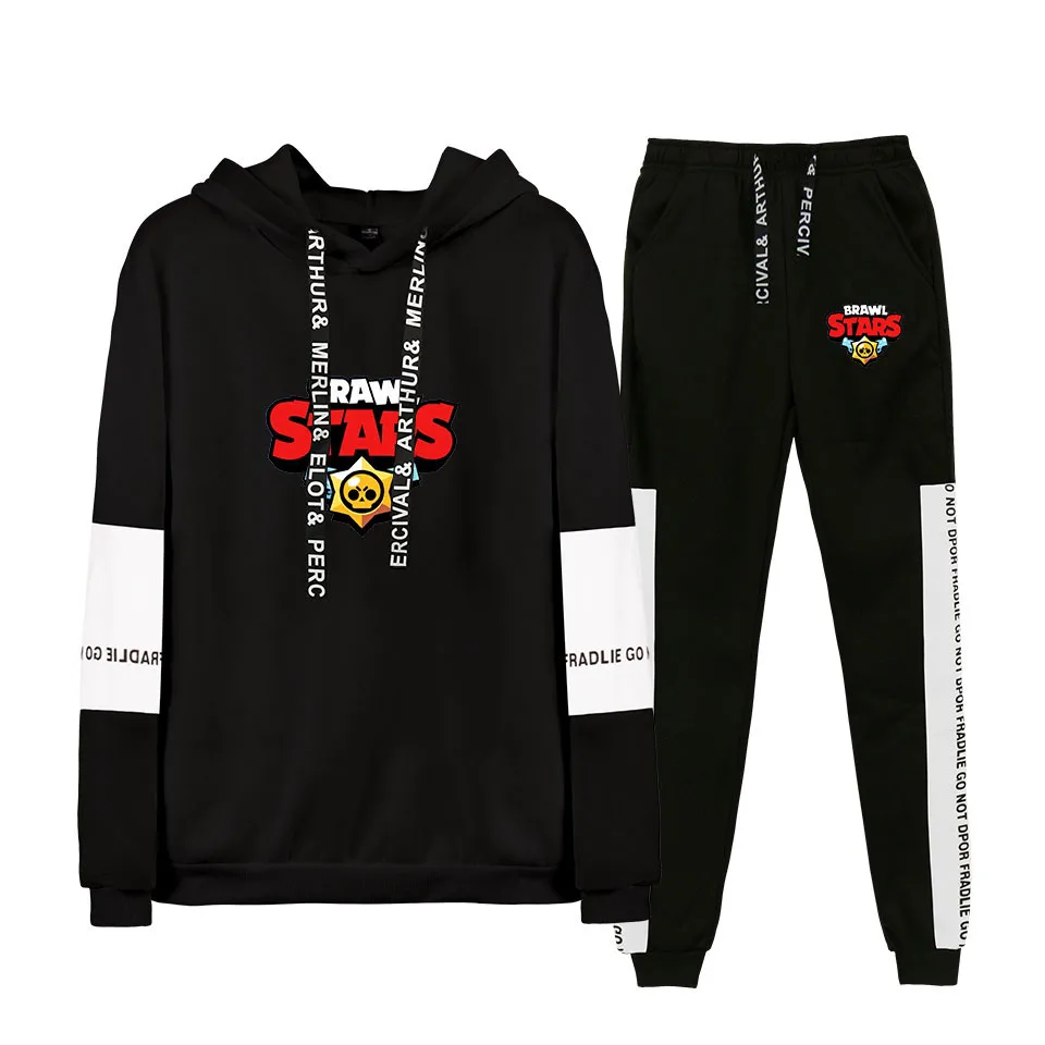 

BF Hot Game Cool Print BRAWL STARS Hip Hoodies Sweatshirts+Sweatpants Men Suits Sports Style Two Piece Set Autumn/Winter