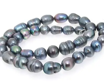

Black Color Rice Freshwater Pearl Loose Beads 15inches One Full String AA 8x9MM DIY Jewelry For Necklace