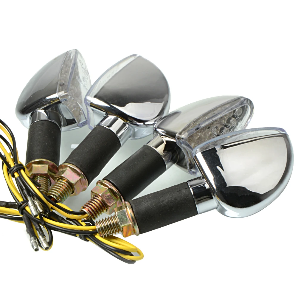 

Universal For Honda Yamaha harley Ducati Aprilia Motorcycle LED Turn Signal Light Amber Light Bulb 12V Smoke Lens Chrome Color