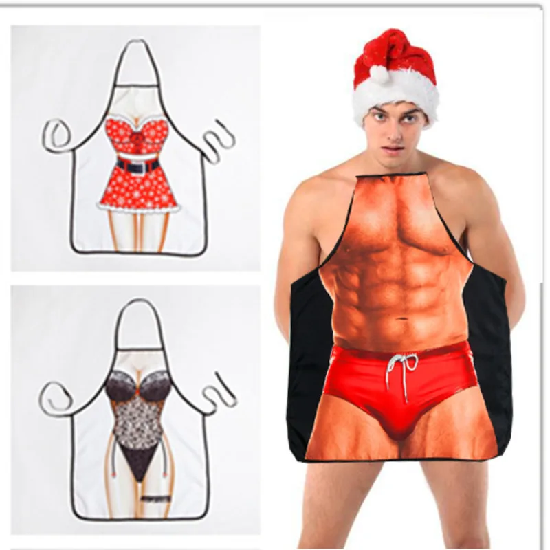 

Kiwiberry Brand Sexy Muscle Man Vintage Printed Bib Cutie Female Barbecue Schort Kitchen Apron Avental Engracado Cuisine Tablier
