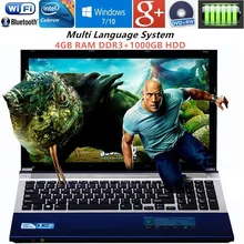 4GB DDR3+1000GB HDD 15.6″1920x1080P Gaming Laptop J1900 Quad Core Windows7/10 Notebook PC Computer with DVD ROM WIFI webcam HDMI