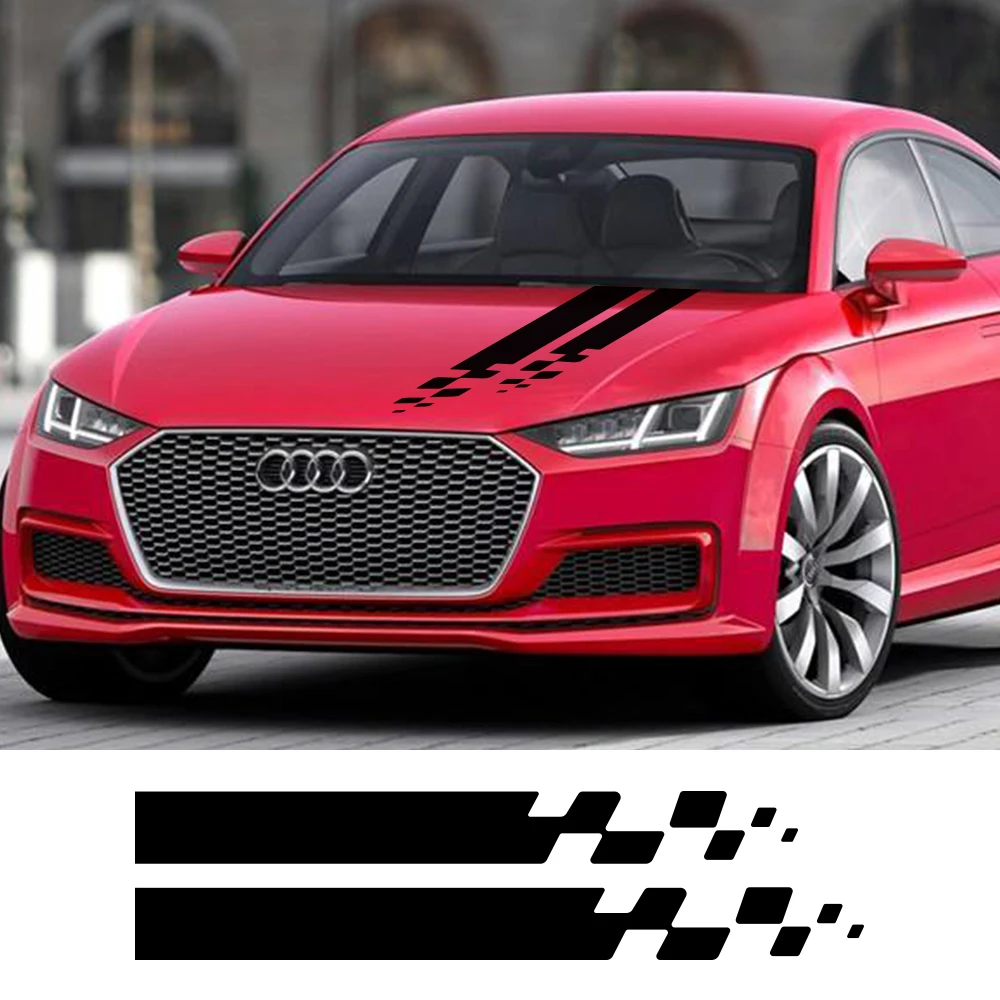 

2pcs Car Hood Cover Sticker Auto Vinyl Film Long Stripe Decals Stylish Graphics Car Sport Styling Sticker Tuning Car Accessories