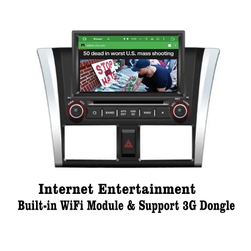 Excellent Liislee Android 7.1 2G RAM For Toyota Vios 2013~2015 Car Radio Audio Video Multimedia DVD Player WIFI DVR GPS Navi Navigation 2