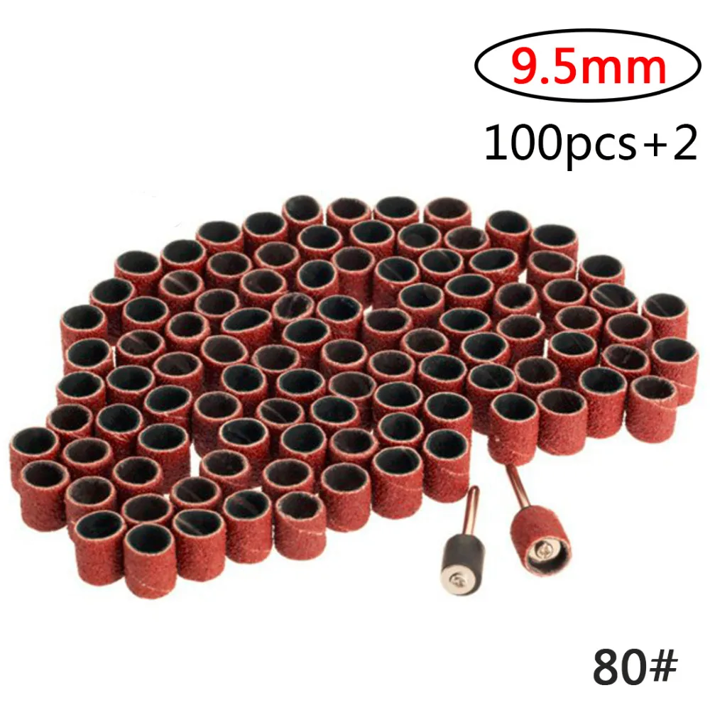 

Wheel set New 100Pcs Dremel Accessories Grit 80# 9.5mm Drum Sanding Kit +2Pcs Sanding Band 3.17mm Sand Mandrel for Rotary Tool