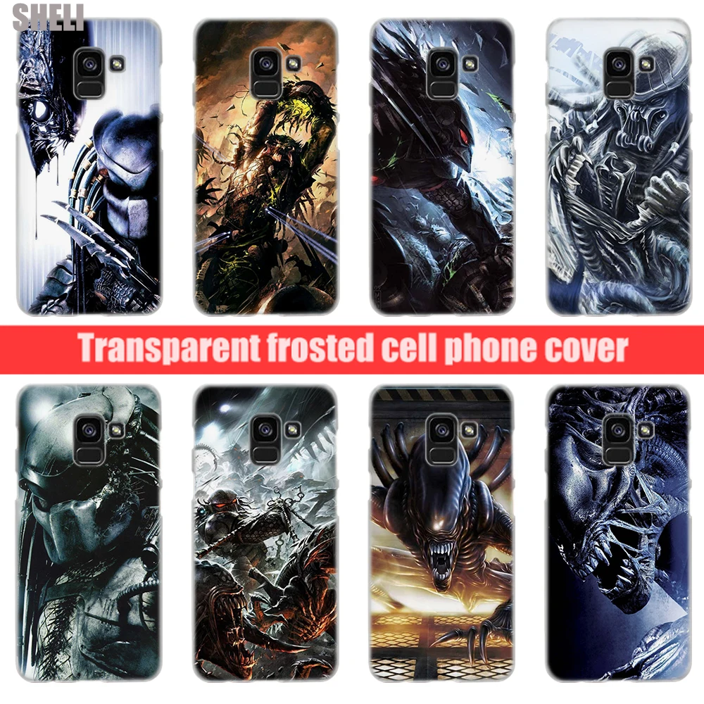 

SHELI Alien vs Predator Transparent Hard Case for Samsung Galaxy A3 A5 2017 A6 A7 A9 A8 2018 plus A30 A40 Galaxy Note 9 8