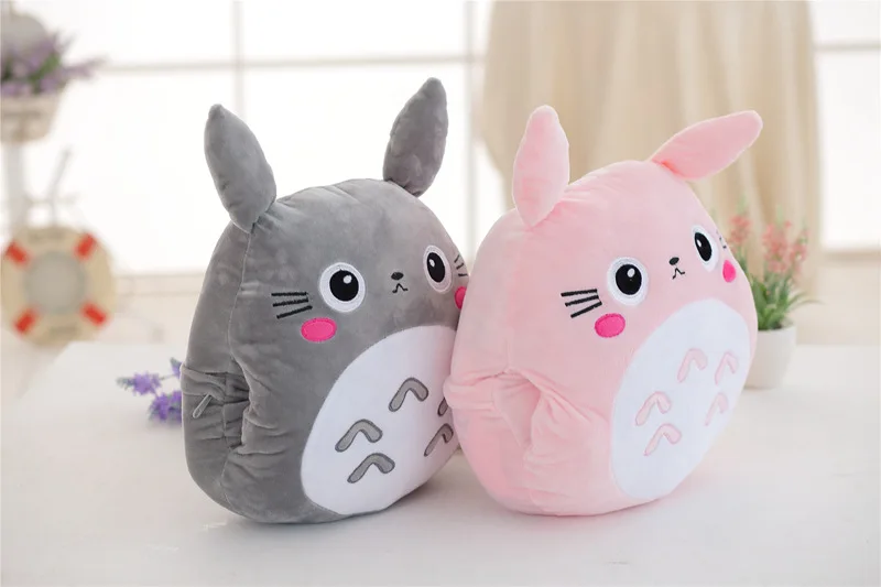 Travesseiro com Cobertor 3 em 1 Japão Pelúcia Totoro Bonito Macio Flanela Recheado Mão Mais Quente Almofada Pendurado Ornamento Boneca Brinquedo 1pcs 3 recheado mão mais quente almofada pendurado ornamento boneca brinquedo