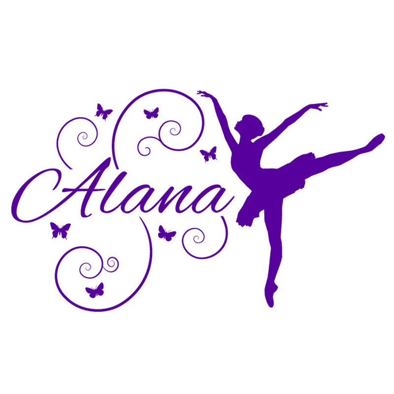 

Personalized Ballerina Butterflies Name Monogram Wall Sticker, Girls Bedroom Nursery Vinyl Wall Decal Bedroom Home Decor A912