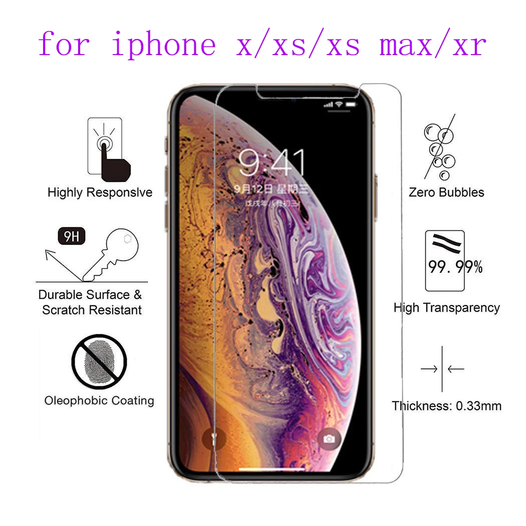 

Premium HD Protective Film for Apple Iphone X XS XR Front LCD Screen Protector for Iphone XS Max Tempered Glass Film Sim Dual