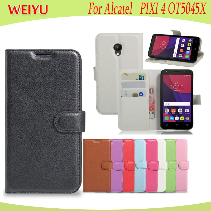 WEIYU для Alcatel Pixi 4 OT5045X Чехол-бумажник + силиконовый чехол кожаный защитный