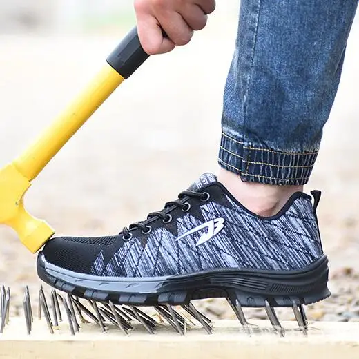 

Men Breathable Steel Toe Cap Work Safety Shoes Men Outdoor Anti-slip Steel Puncture Proof Construction Safety Boots Winter Shoes