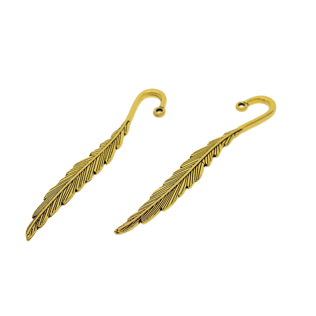 30/18Pack Wholesale Vintage Tibetan Tone Beading Feather Bookmarks Loop DIY Jewelry Making School Student Office Stationery Gift