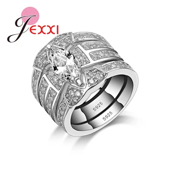 

Fashion Vintage Wedding Engagement Rings Sets For Women 3 Pieces White Cubic Zirconia 925 Sterling Silver Ring