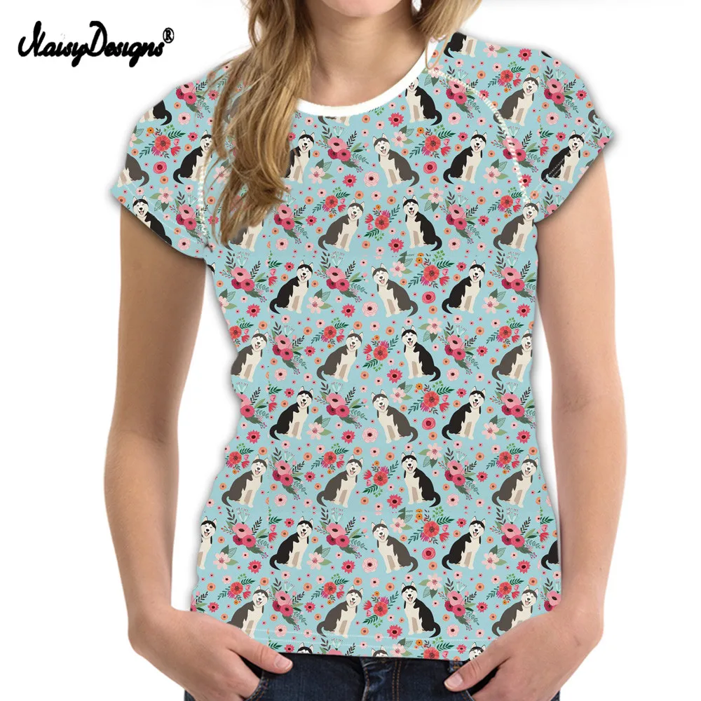 Женская футболка с коротким рукавом и принтом Сибирский хаски | одежда