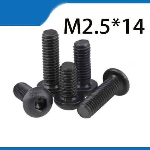 M2.5 * 14 мм Юань чашка полукруглая цилиндрическая головка черный класс 10 9