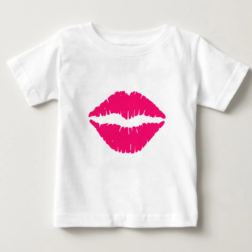 

Girl sweet Lip print t-shirt 2018 summer hot sale cute t shirt kids 100% cotton fashion casual T shirt short sleeve tee 2-15Y N
