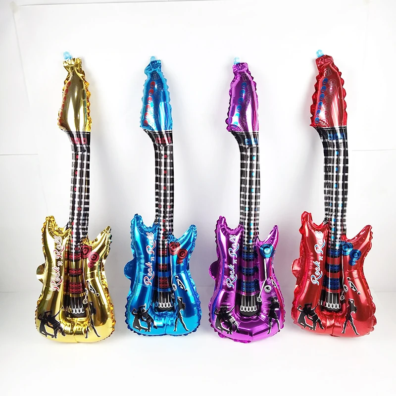 

Dongzhur Gold Toy Festival Decoration Party Prop Inflatable Stick Blowing Stick Aluminum Membrane Guitar Balloon Doll House Toy
