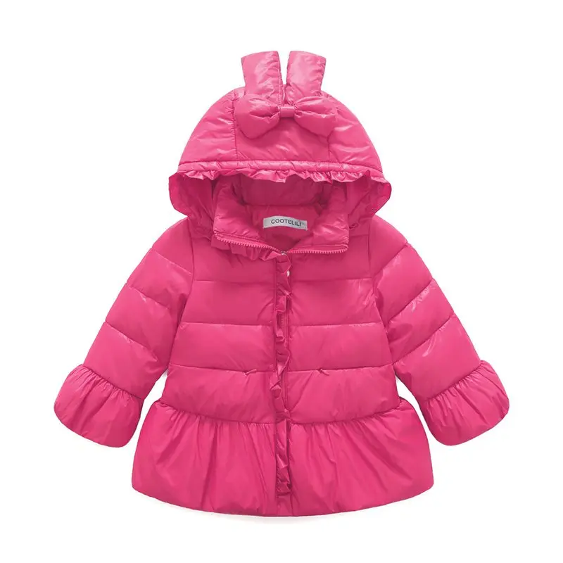 COOTELILI Fashion Bow Winter Girls Jackets Thick Warm Winter Girls Outerwear Coat Parkas For Kids Hooded Children Clothes (1)