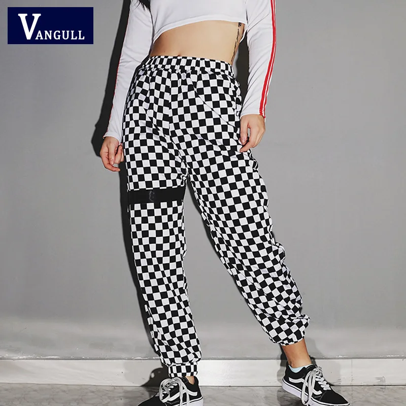 

Vangull Women High Waist Plaid Pants 2019 New Checkered Loose Sweat Pants Casual Fashion Trousers Pantalon Femme Sweatpants