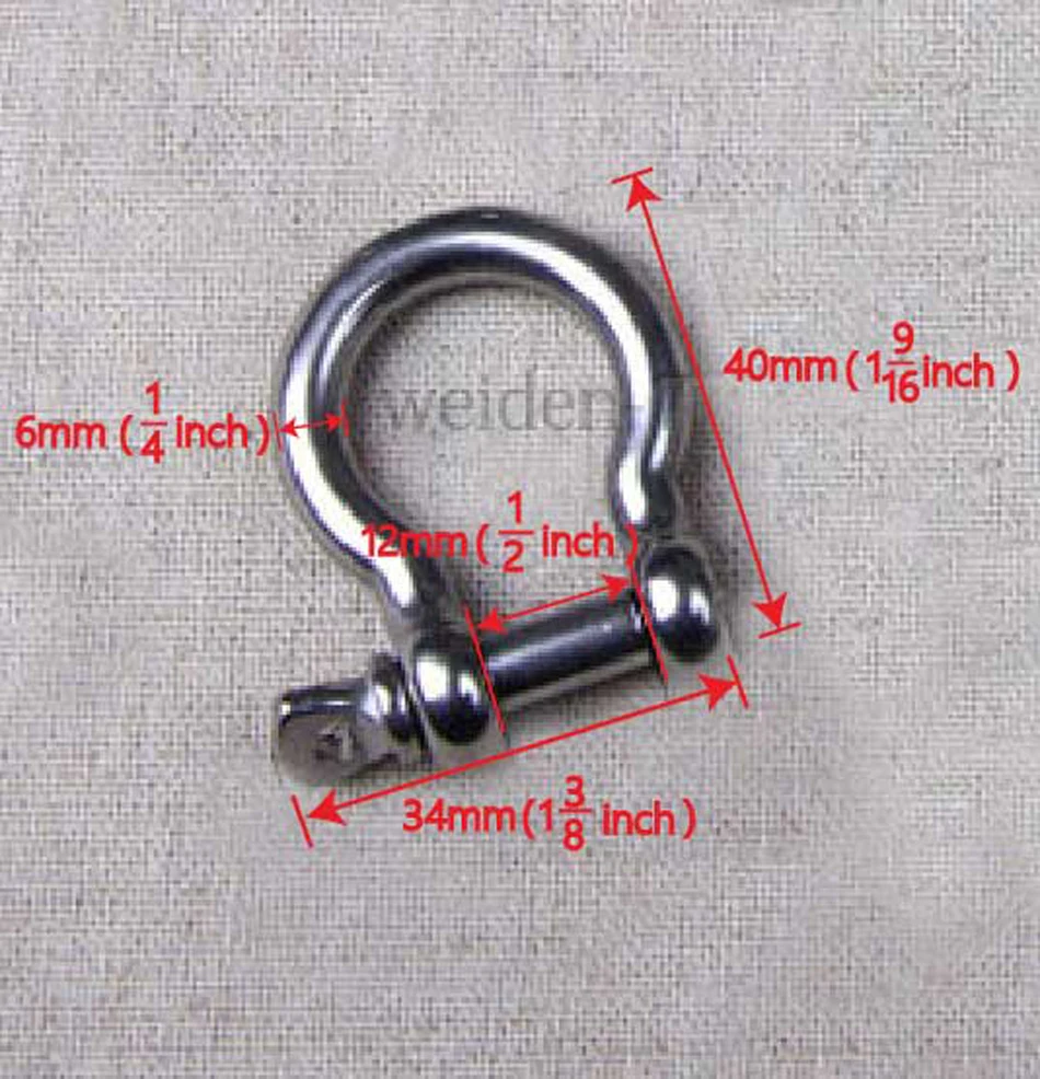 

Stainless Steel Screw Pin D Ring Anchor Bow Shackle for Rigging, M5. 4 pcs