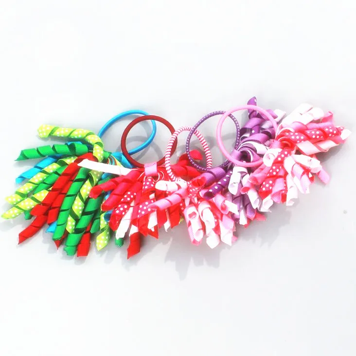

20pcs Free Shipping Curly/korker Hair Bows small-cute-colorful-children-girls-curly-ribbon-hair-bow