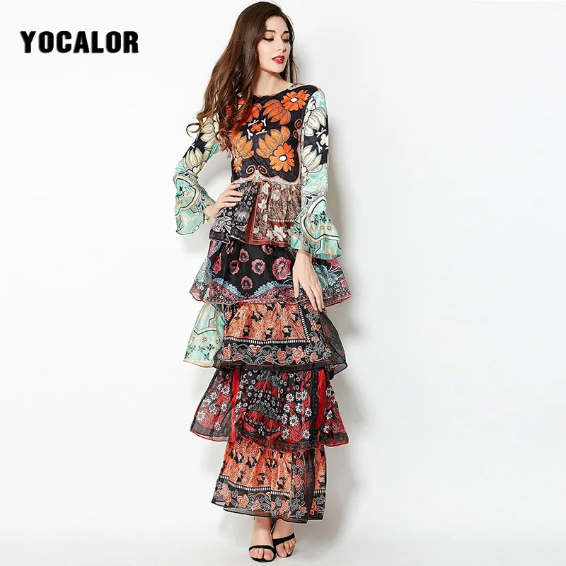 YOCALOR Fashion Layered Flare Long Sleeve Printing Slim Maxi Boho Floral Dress Vestidos Party Dresses Gothic Clothing Retro Ropa long-floral-maxi : image YOCALOR Fashion Layered Flare Long Sleeve Printing Slim Maxi Boho Floral Dress Vestidos Party Dresses Gothic Clothing Retro Ropa long-floral-maxi