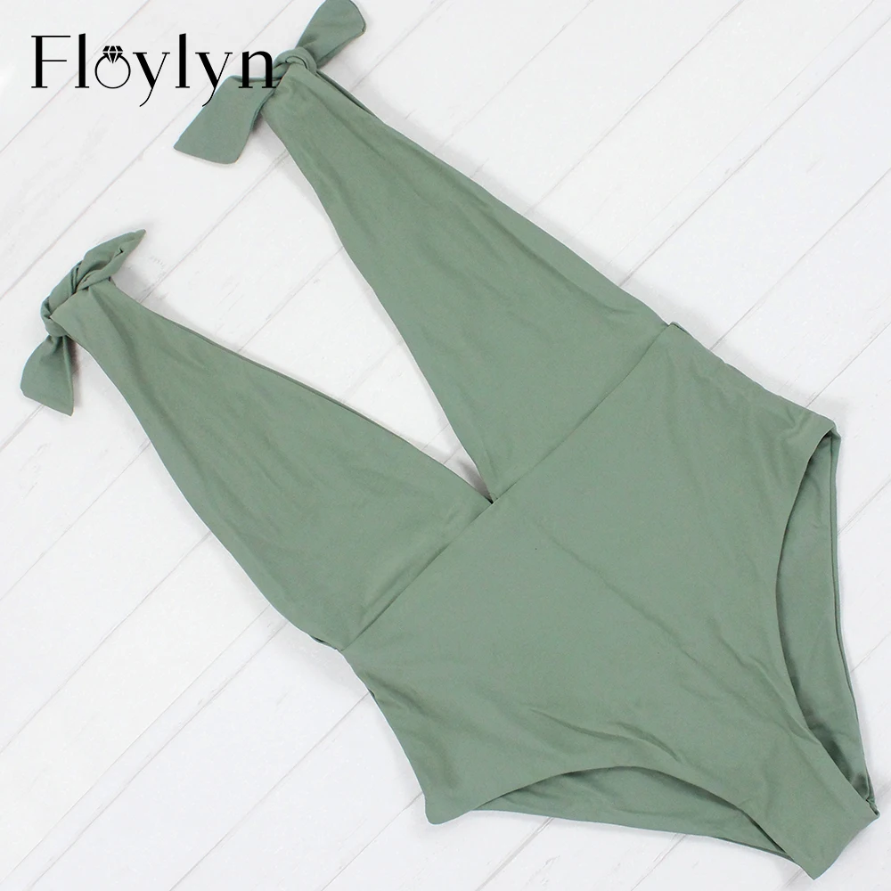 Новинка Цельный купальник Floylyn с глубоким V образным вырезом сексуальный цельный