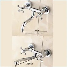 Латунный двойной ручкой два отверстия кран, в стену Кухня Раковина кран, все медные горячей и холодной смесителя, J15657