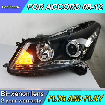 

Car Styling 2008 2009 2010 2011 2012 Year For Accord LED Angel Eyes Head lamp Projector Lens R8 Style Headlights