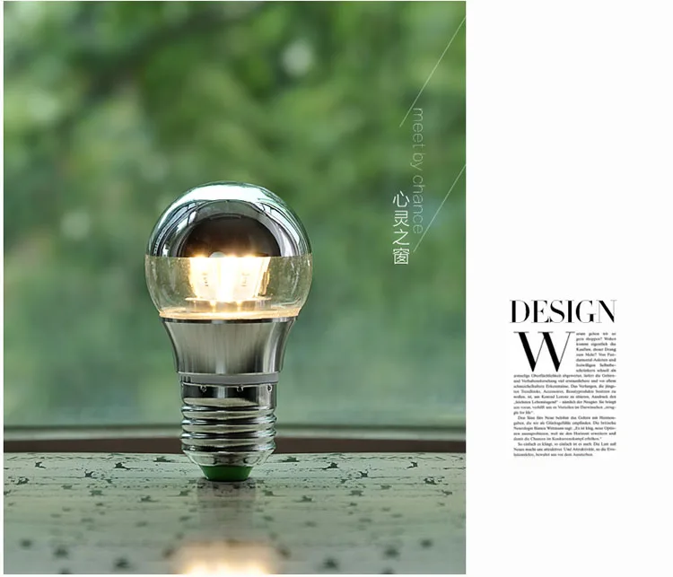 110-220V decorative shadeless E27E14 LED 3W 5W 7W base light mirror bulb G45 A60 half silver led filament bulb6