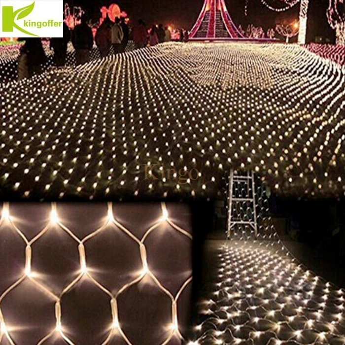

Kingoffer 4 Color LED Net Christmas Lights 3M x2M Outdoor 110V/220V US/EU Plug Waterproof LED Net String Light for Wedding Party