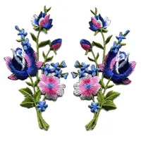 Buy 2PCS Symmetrical Flowers Embroidery Patch Sew Iron On Embroidered Patches Badges For Bag Jeans Hat T Shirt Appliques Craft Online