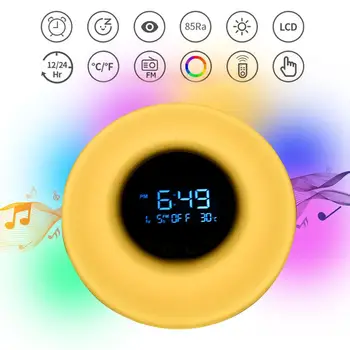 

Wake Up Light Alarm Clock Sunrise/Sunset Simulation Usb Bedside Lamp Dimmable Night Light Digital Clock 9 Colors Touch Control