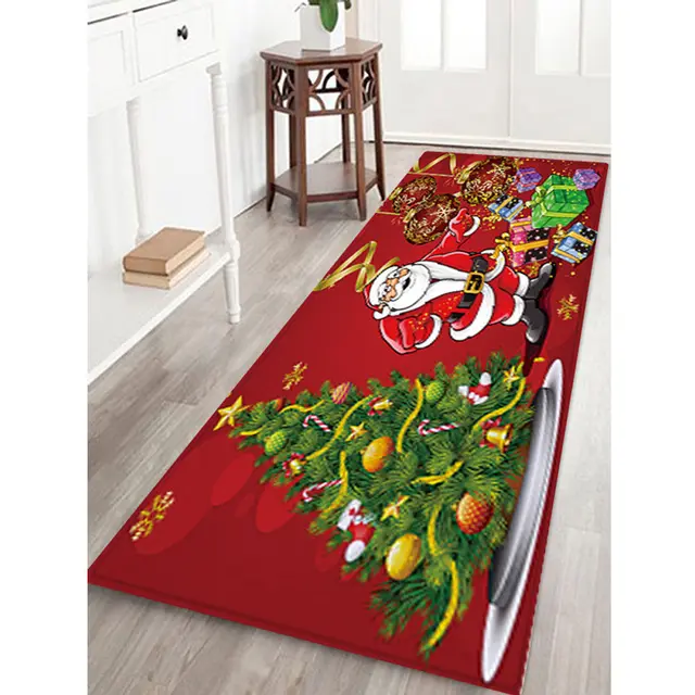 High Quality Christmas Floor Mat Santa Claus Flannel Carpet Rug Non ...