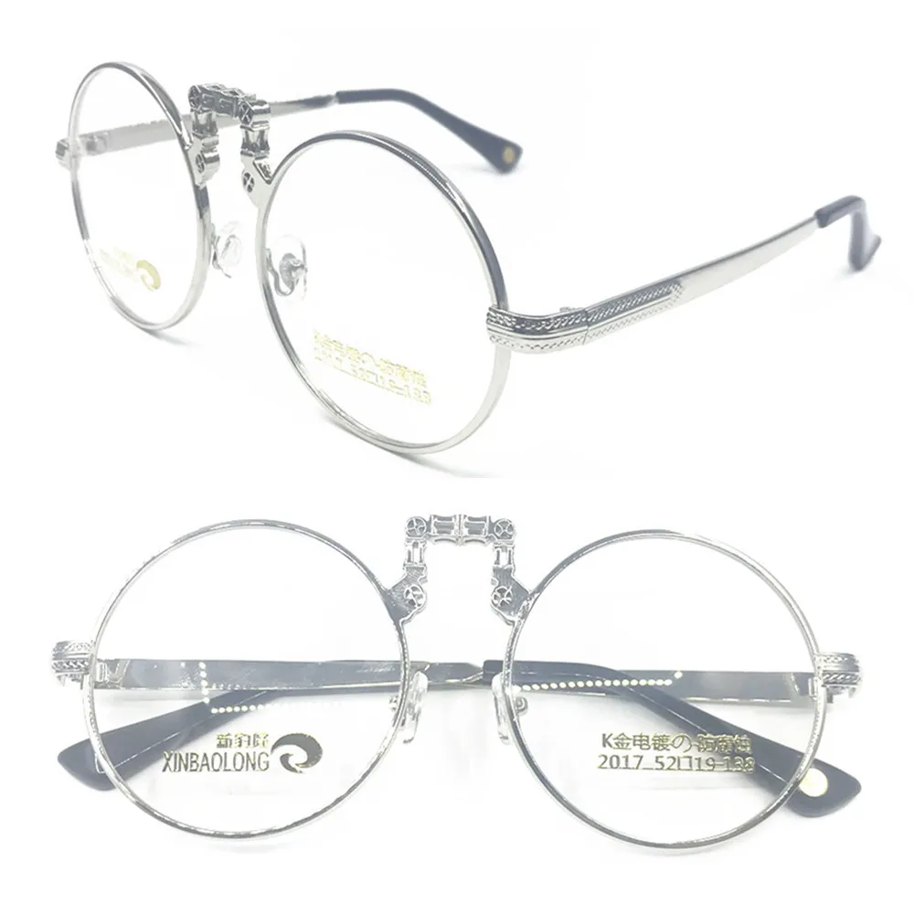 Buy Vintage 55mm Round Titanium Alloy Silver Eyeglass