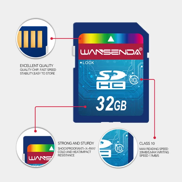 Hot sale Wansenda Full size SD card 64GB 32GB 16GB SDHC Card SD Card flash Memory Card 8GB 4GB universal for digital camera 2